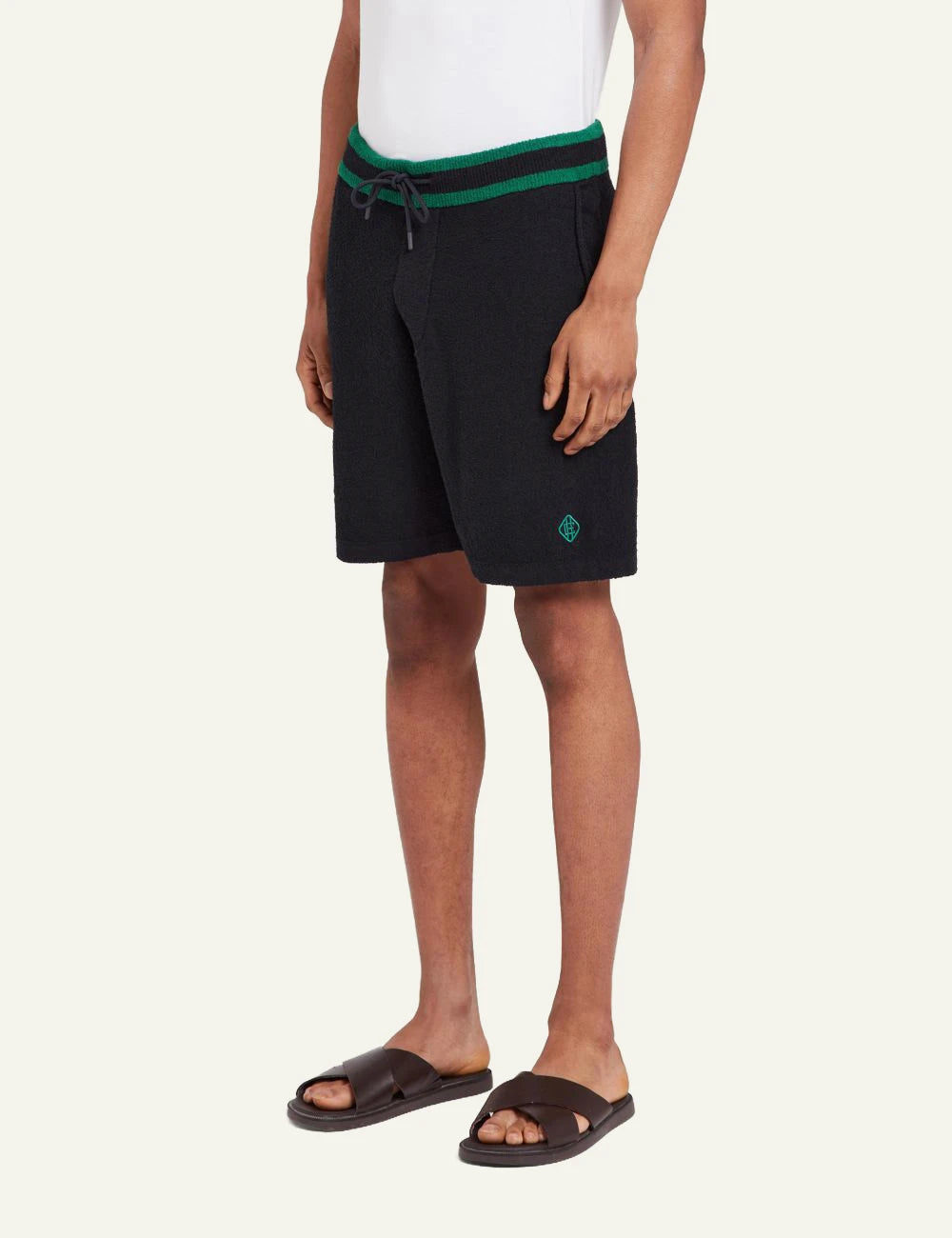 Che Armando boucle knit poukamiso navy green details side