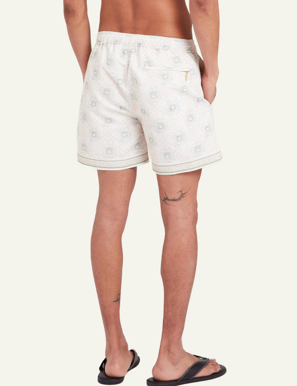 Che beige tile print magio swim shorts back