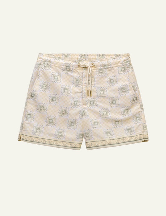 Che beige tile print magio swim shorts front
