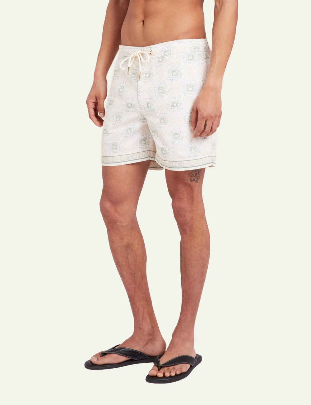 Che beige tile print magio swim shorts side
