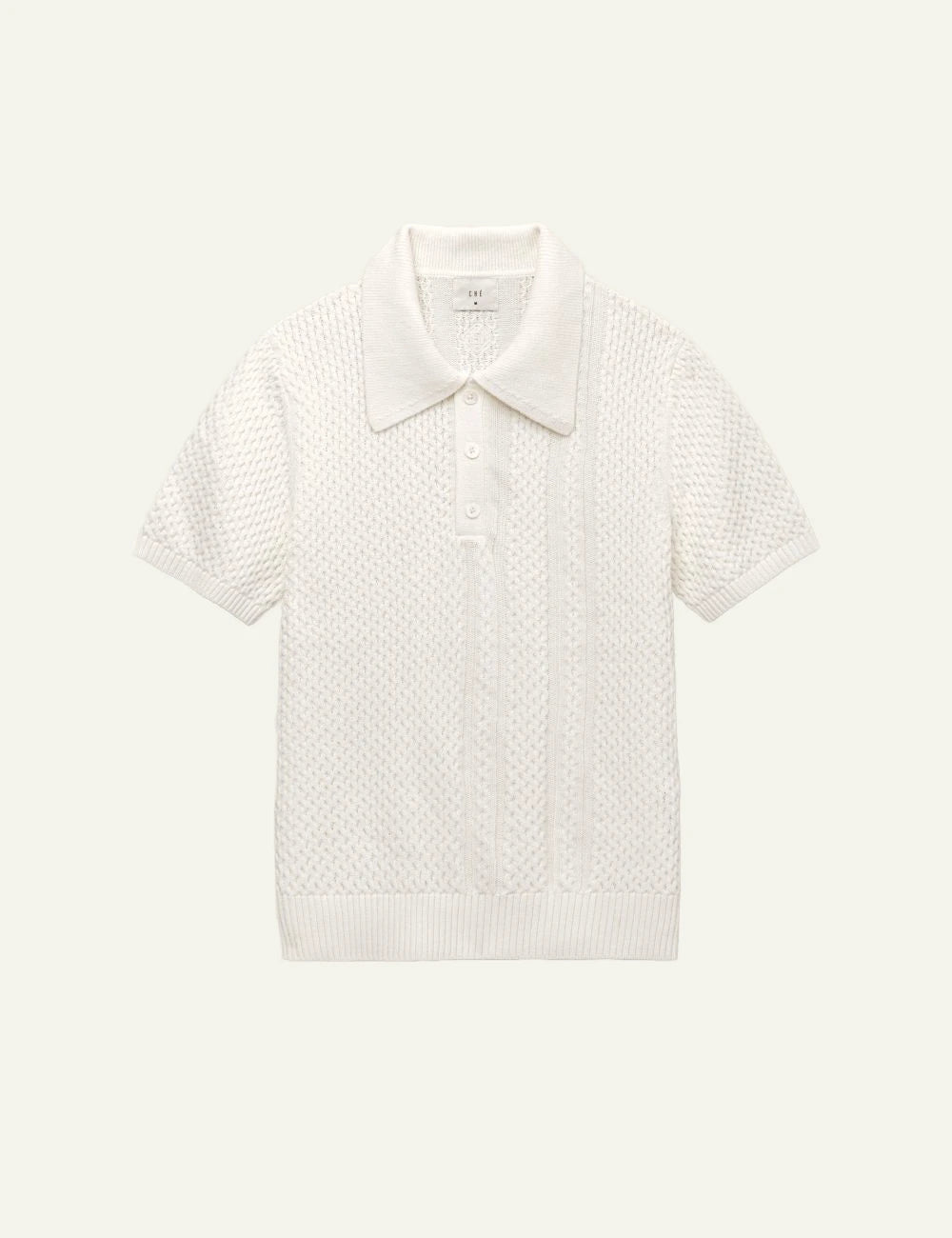 Che navy ripple knit polo textured short sleeve open collar front