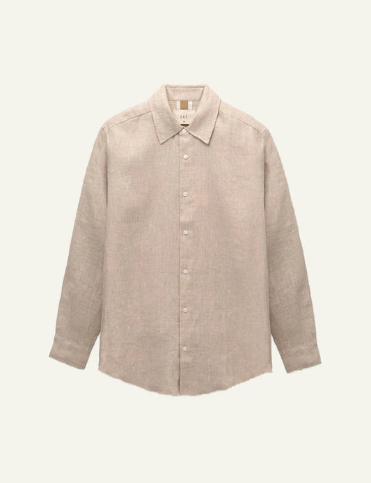 Che oat linen shirt slim fit long sleeve front