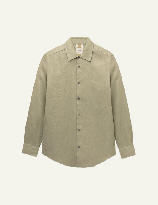 Che sage linen shirt slim fit long sleeve front