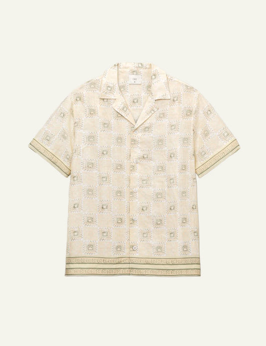 Che telha print poukamiso linen ecru front
