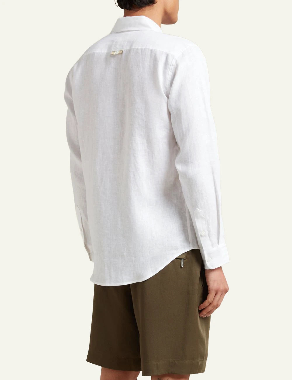 Che white linen shirt slim fit long sleeve back
