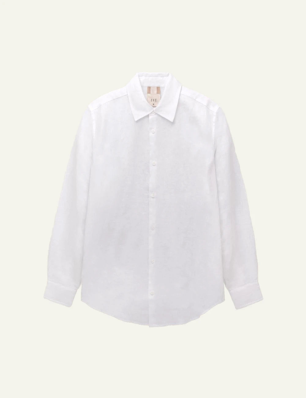 Che white linen shirt slim fit long sleeve front