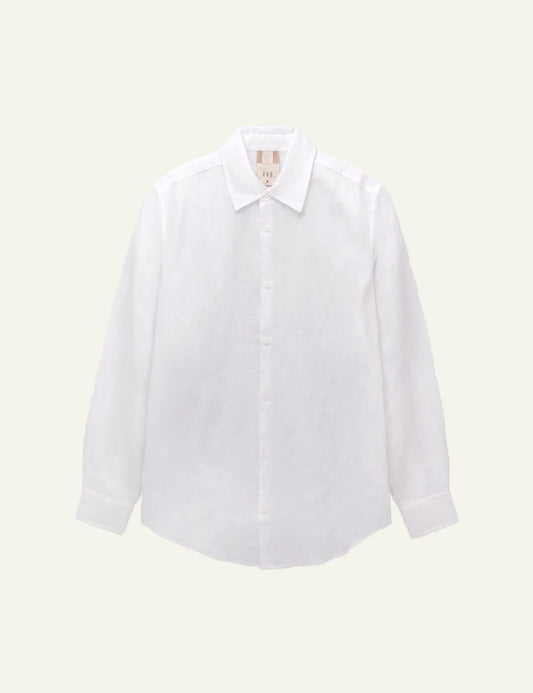 Che white linen shirt slim fit long sleeve front