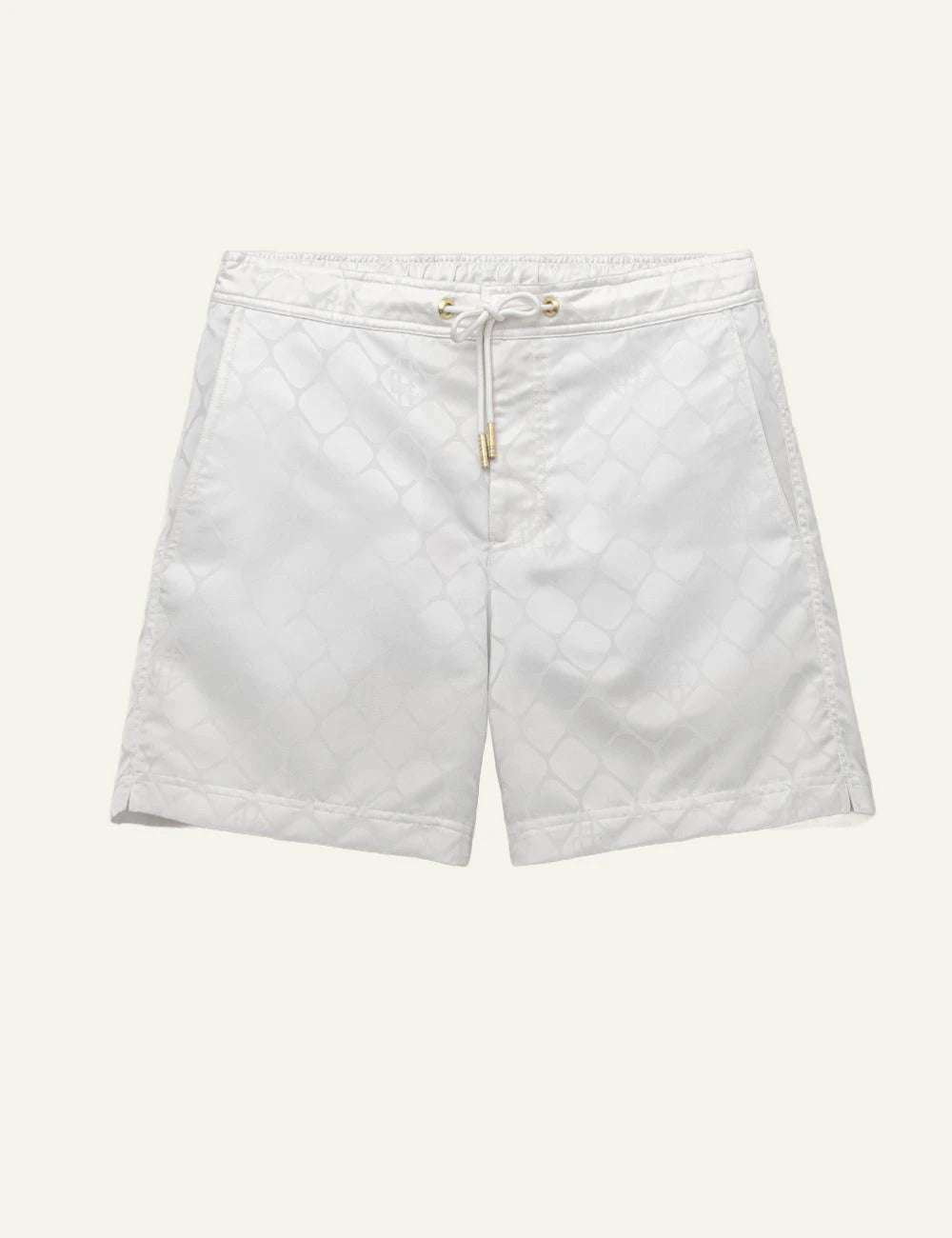 Che white tonal pattern magio swim shorts front