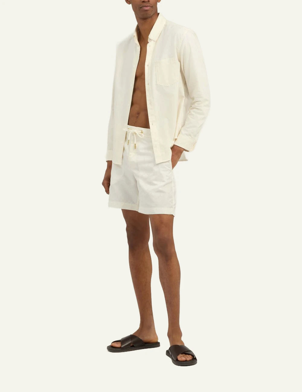 Che white tonal pattern magio swim shorts front full body