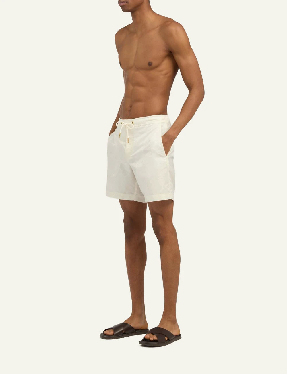 Che white tonal pattern magio swim shorts side
