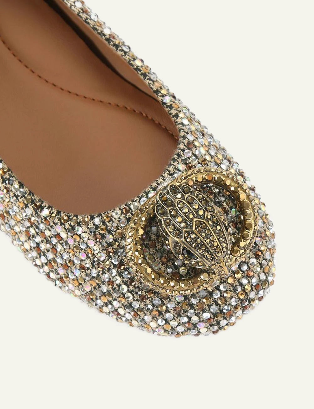 chelsea ballerina beige combination fabric kurt geiger london angled