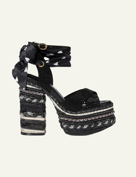 Kurt Geiger Chelsea Scarf black platform sandals side view