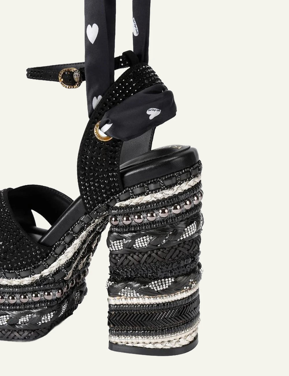 Kurt Geiger Chelsea Scarf platform heel detail close up