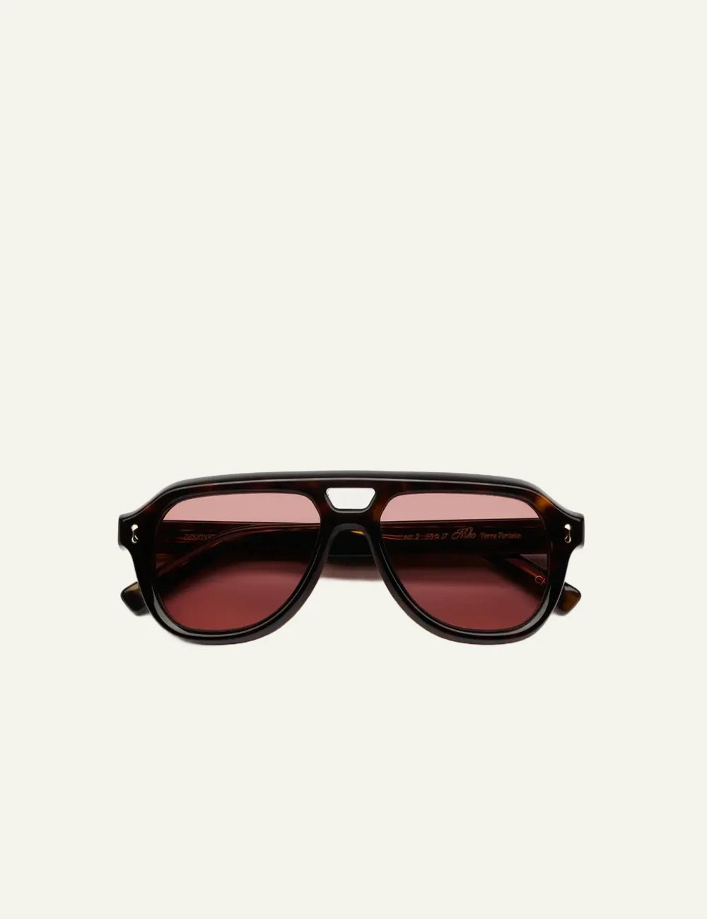 Chimi pilot sunglasses tortoise frame pink lenses front detail view