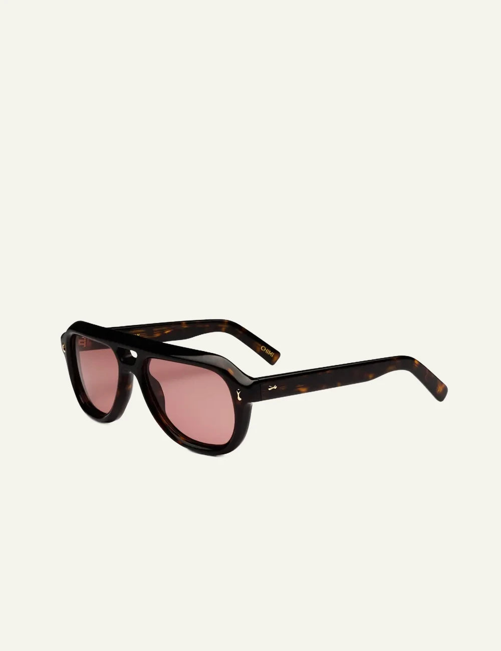 Chimi pilot sunglasses tortoise frame pink lenses profile view