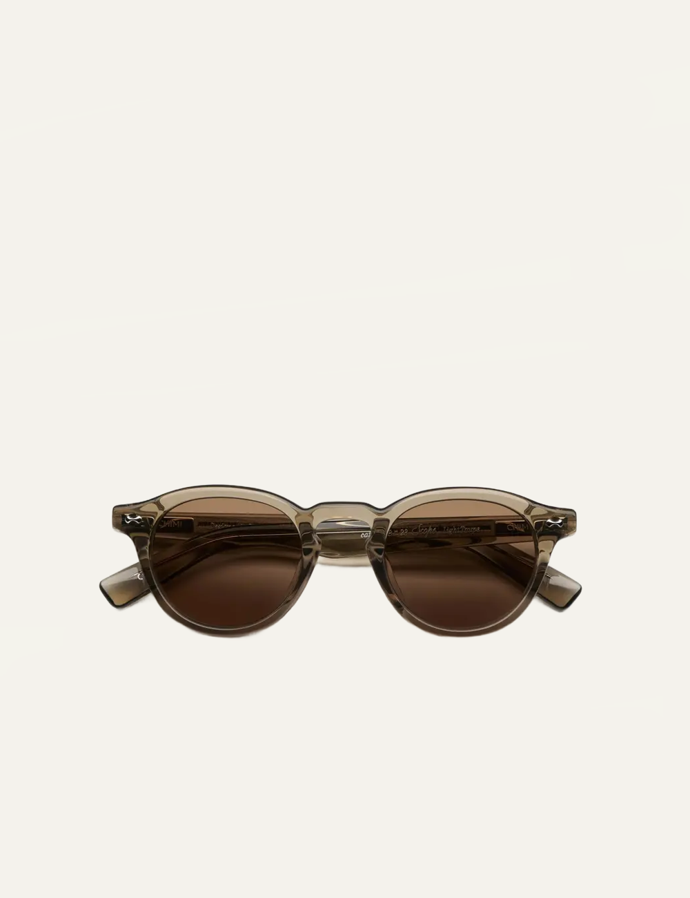 Chimi Round Sunglasses Light Taupe Brown Lens Front View