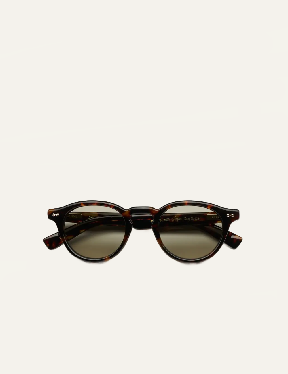 Chimi Round Sunglasses Tortoise Green Lens Front View