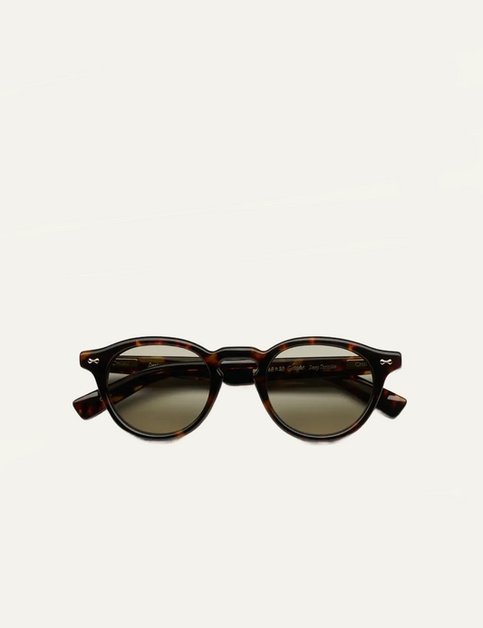 Chimi Round Sunglasses Tortoise Green Lens Front View