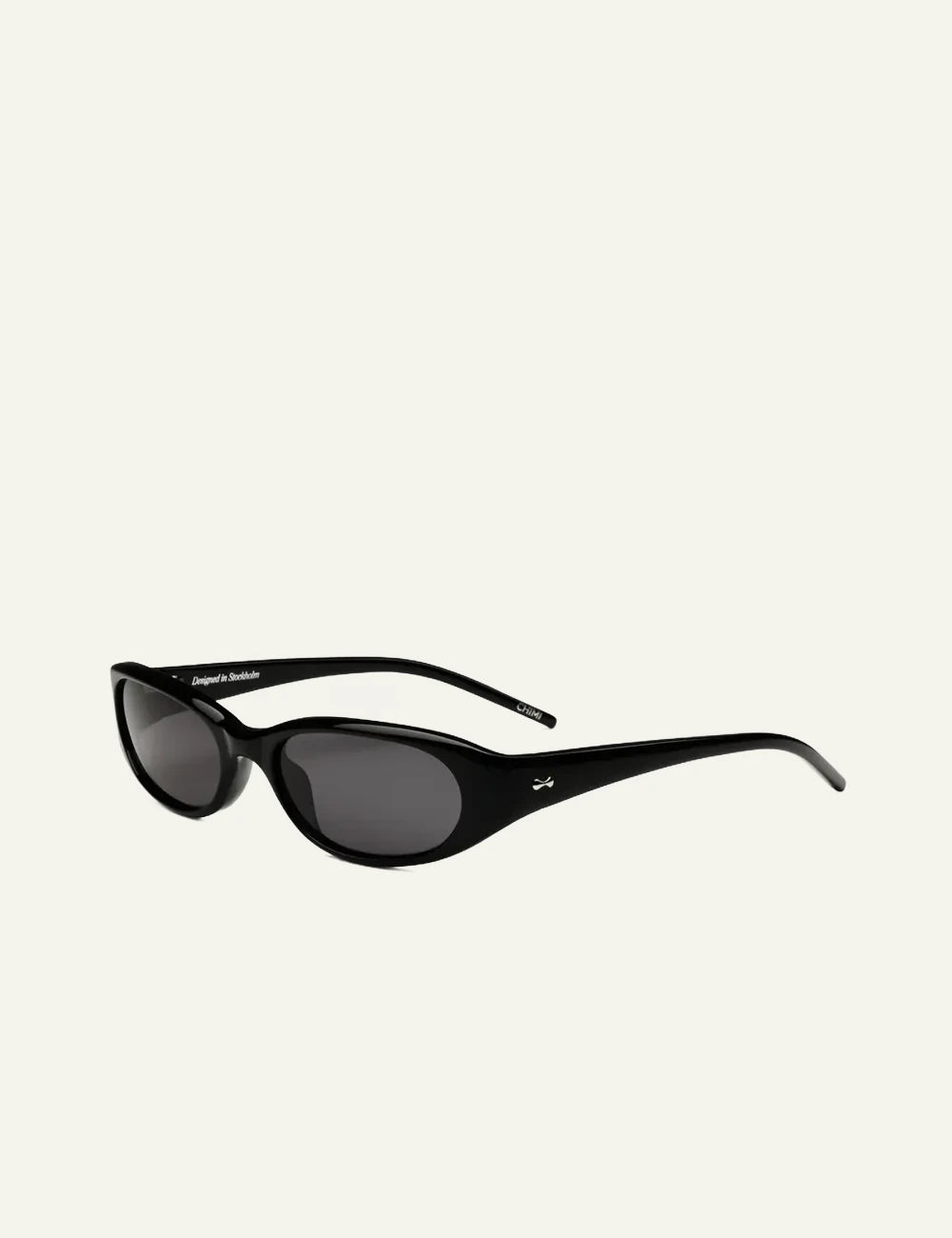 Chimi Slim Oval Sunglasses Black Black Lens side View