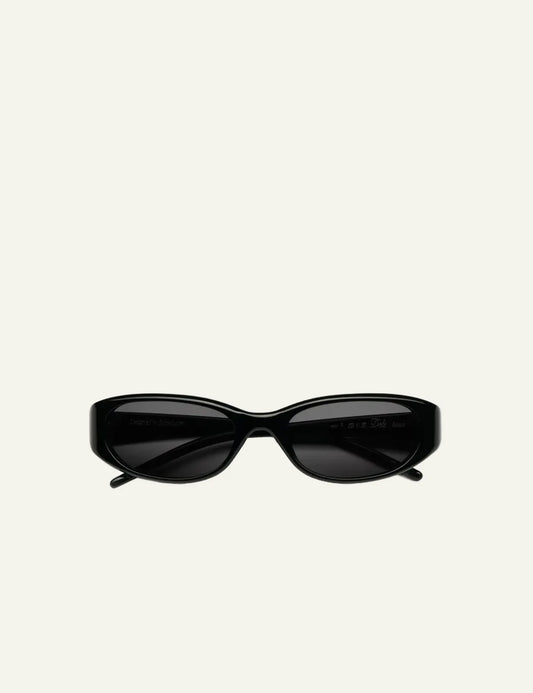 Chimi Slim Oval Sunglasses Black Black Lens Front View