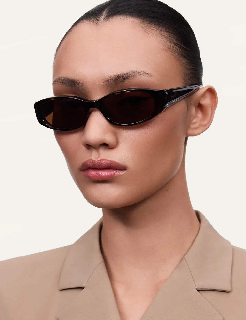 Chimi Slim Sunglasses Tortoise Brown Lens Front View model