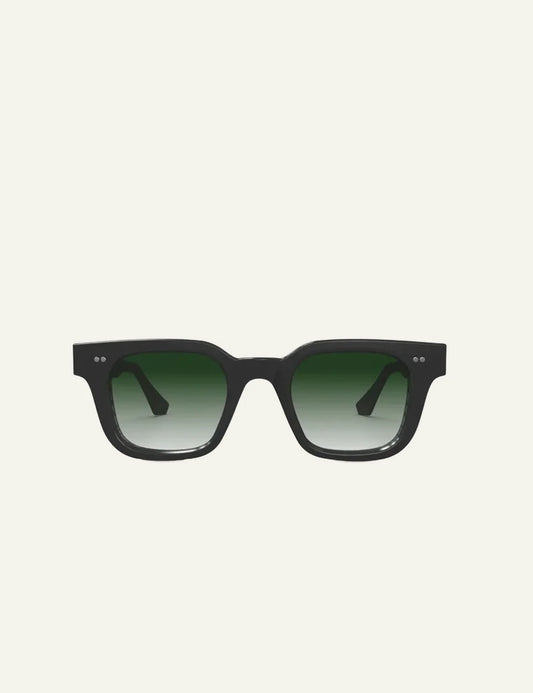 Chimi Square Sunglasses Black Green Gradient Lens Front View