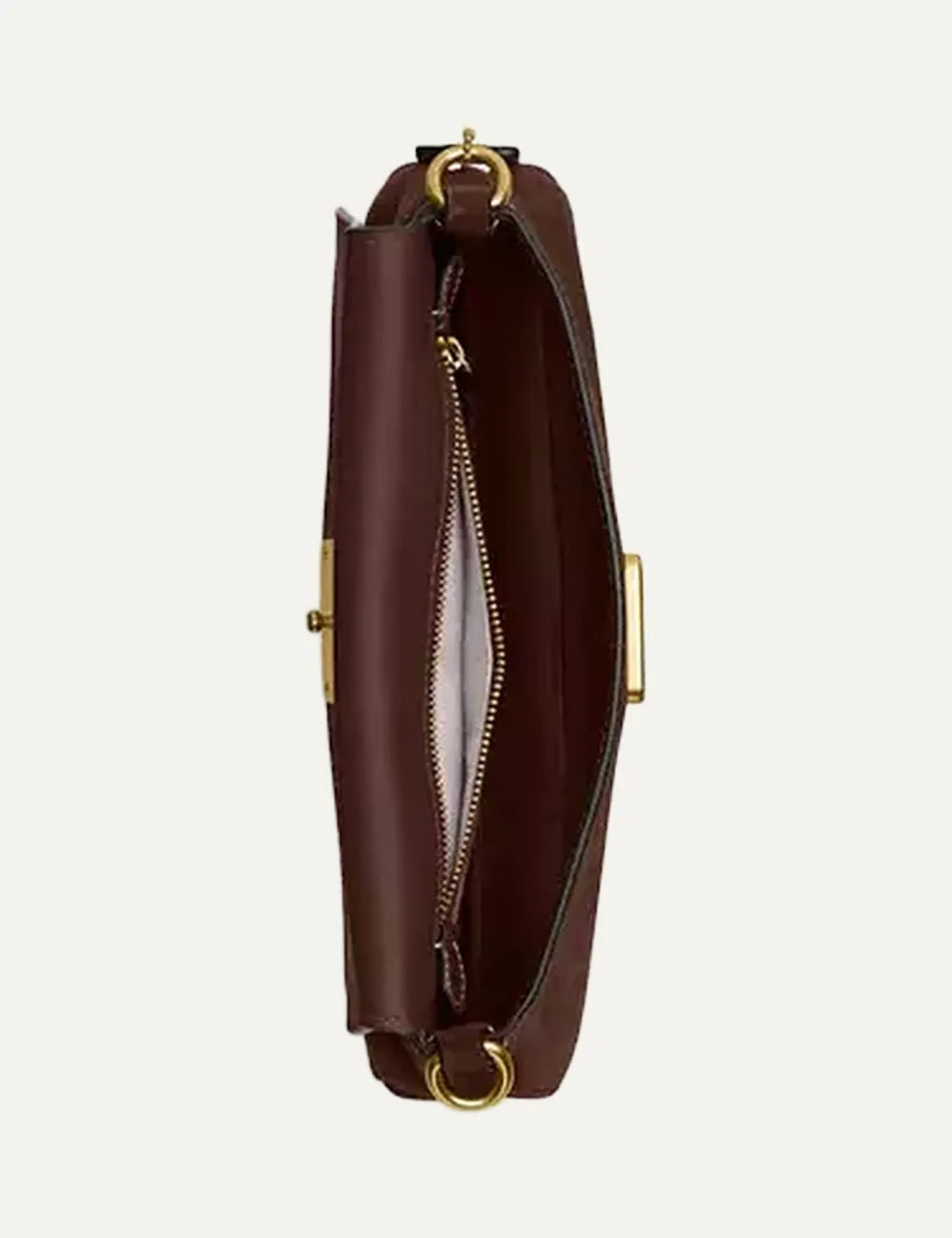 Coach women brown suede leather shoulder bag with gold C logo top