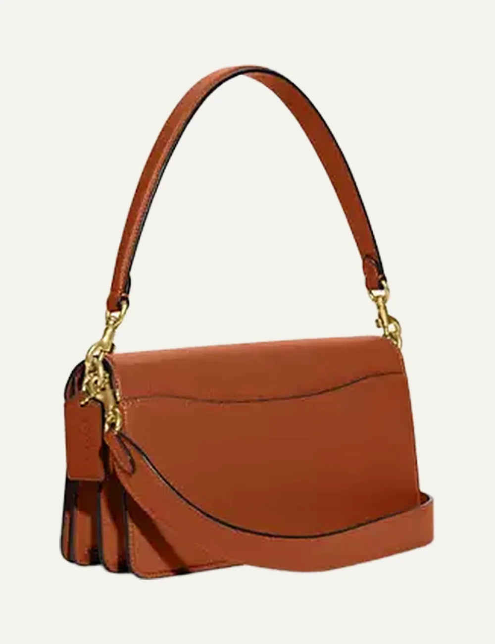 Coach women Amber Brown pebble leather shoulder bag with gold C logo back