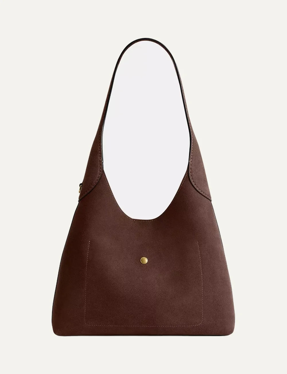 Coach women brown suede hobo shoulder bag with wide strap back