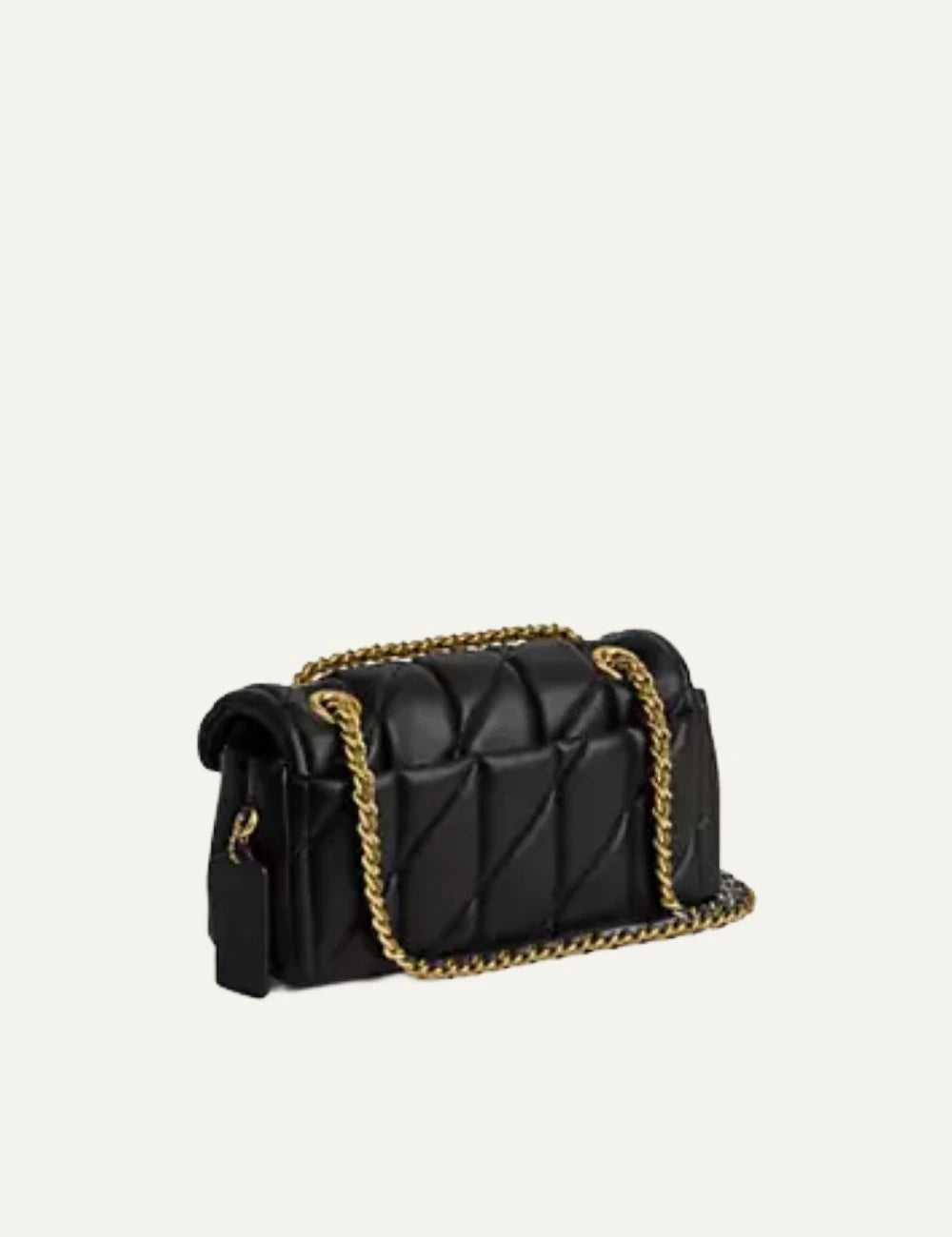 Coach Tabby 20 black quilted nappa leather shoulder bag with gold Signature C hardware and chain strap back view