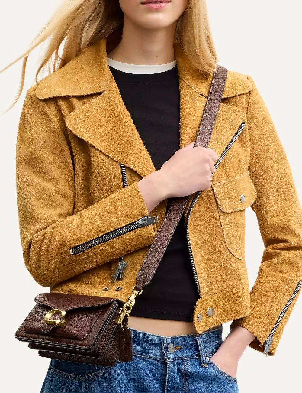 Coach women brown leather Tabby Shoulder Bag 20 with gold C hardware model