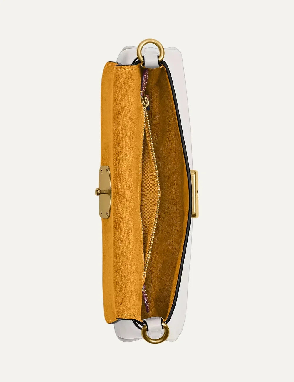 Coach women Jet Chalk refined calf leather shoulder bag with gold Signature C hardware top