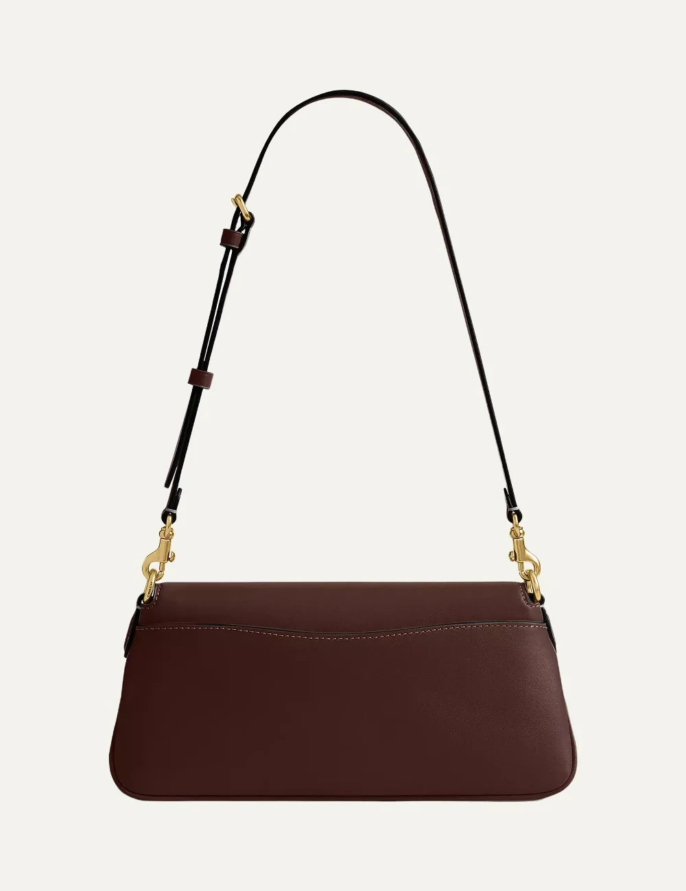Coach women Jet Maple refined calf leather shoulder bag with gold Signature C hardware  back