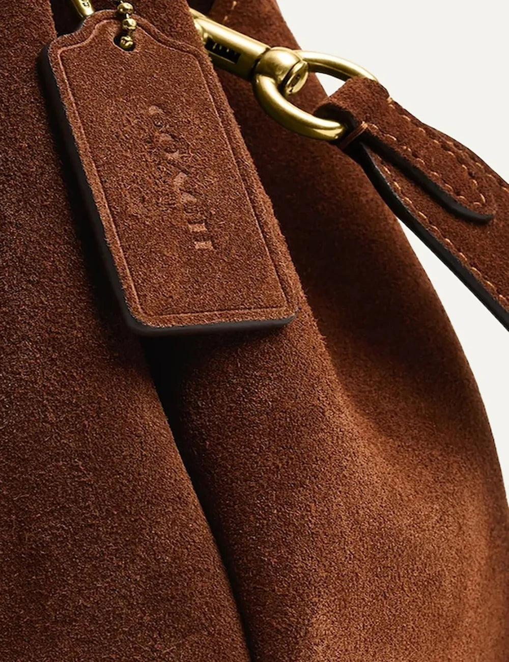 Coach women Lana 23 brown suede crossbody bag with gold Signature C logo detail