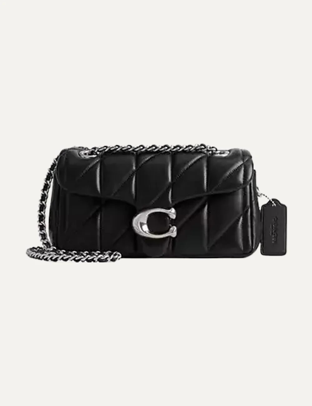 Coach women Tabby 20 black quilted nappa leather shoulder bag with silver Signature C hardware