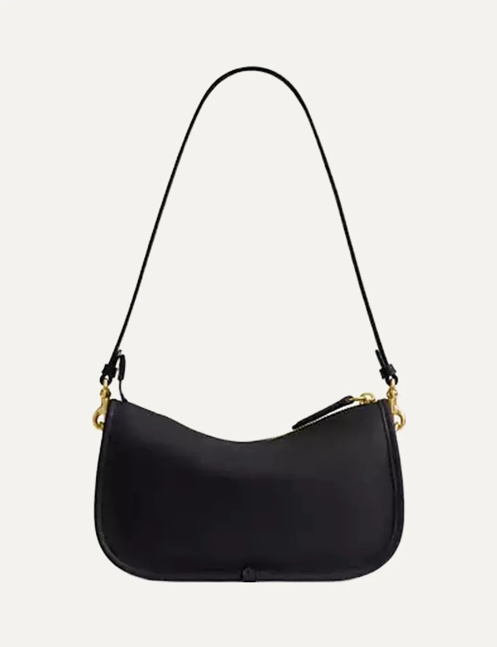 Coach women Waverly black natural grain leather shoulder bag with gold hardware back