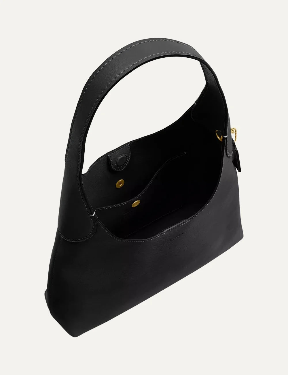Coach women's Brooklyn 28 black natural grain leather hobo shoulder bag with gold-tone logo top
