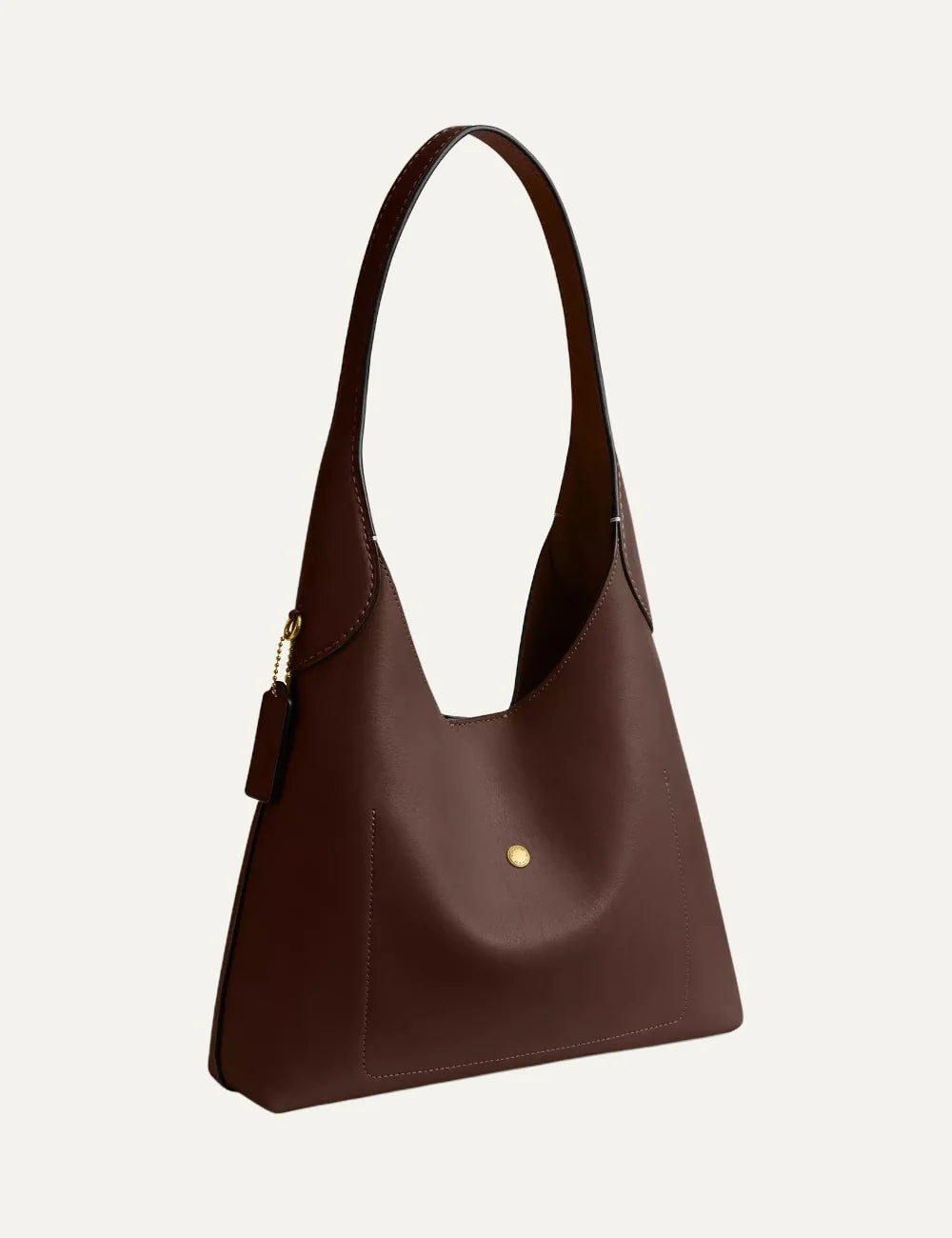 Coach women's Brooklyn 28 brown natural grain leather hobo shoulder bag side