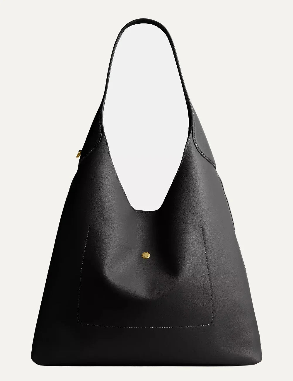 Coach women's Brooklyn 39 black natural grain leather hobo shoulder bag with gold-tone logo back