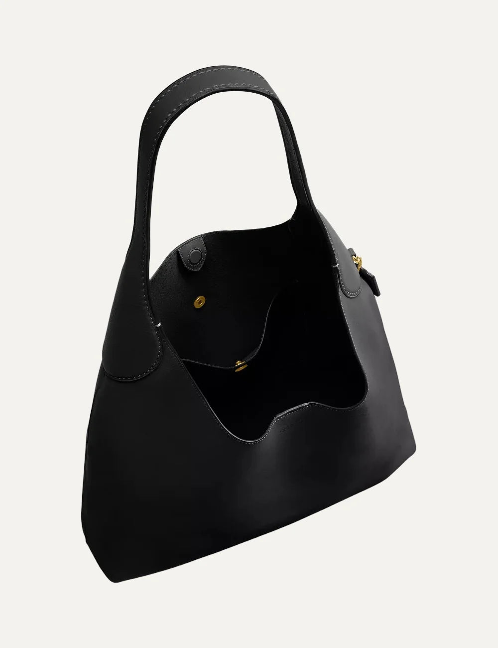 Coach women's Brooklyn 39 black natural grain leather hobo shoulder bag with gold-tone logo top