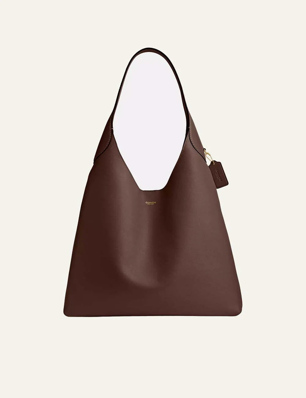 Coach women's Brooklyn 39 brown natural grain leather hobo shoulder bag with gold-tone logo