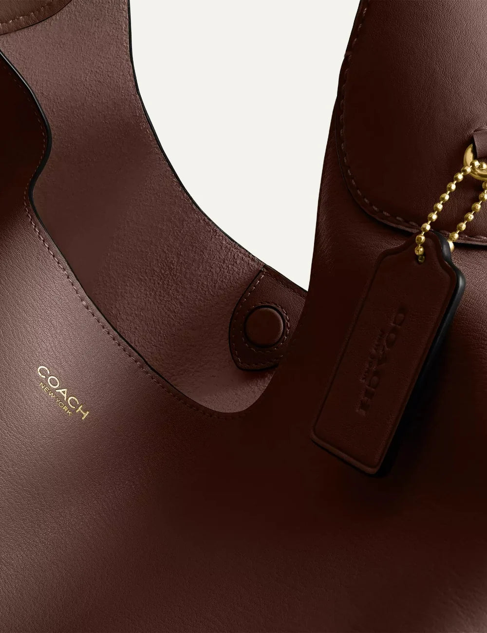 Coach women's Brooklyn 39 brown natural grain leather hobo shoulder bag with gold-tone logo detail