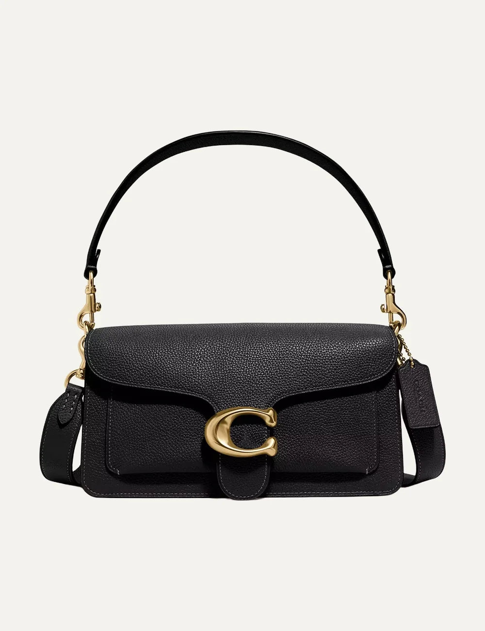 Coach women's Tabby 26 black pebble leather shoulder bag with gold-tone Signature C hardware