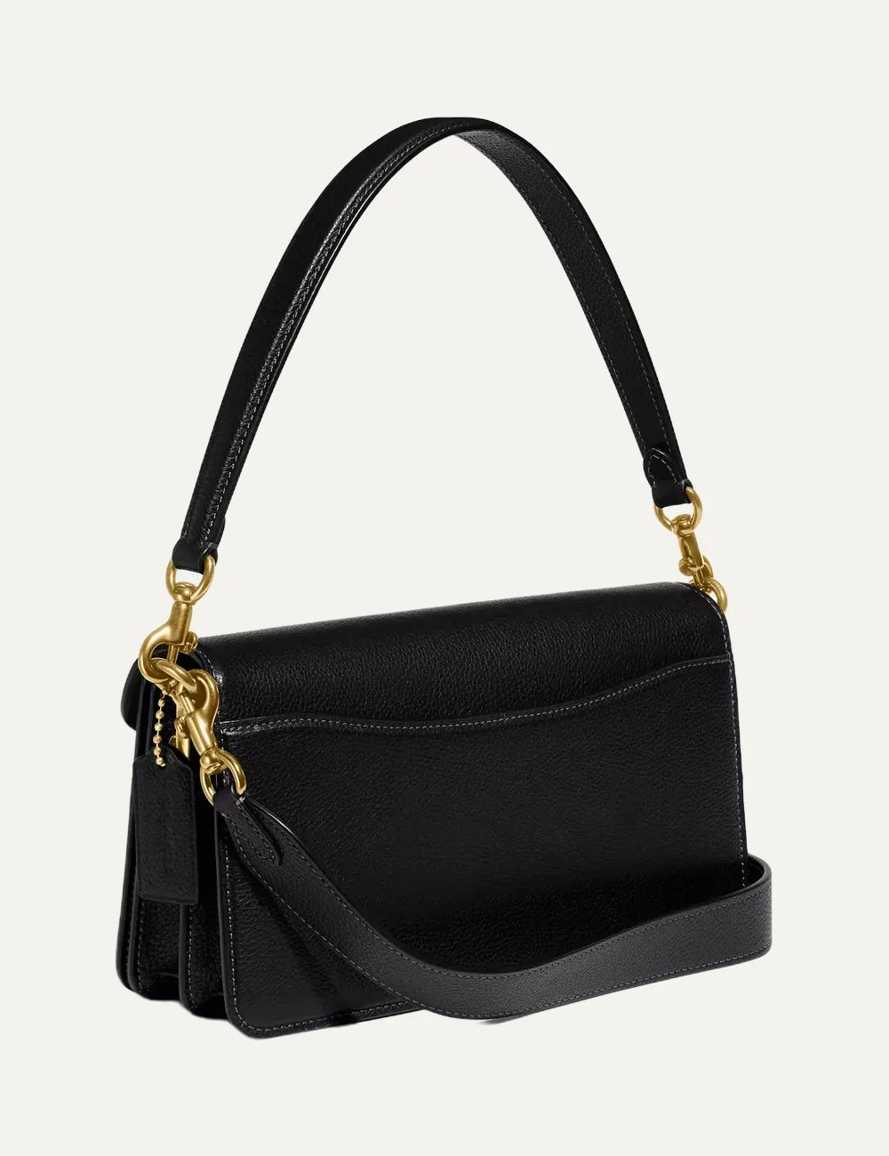 Coach women's Tabby 26 black pebble leather shoulder bag with gold-tone Signature C hardware back