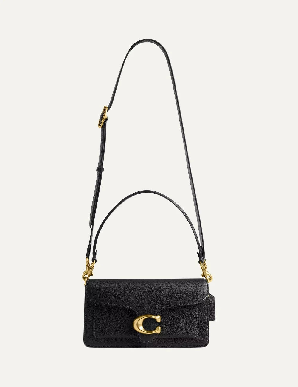 Coach women's Tabby 26 black pebble leather shoulder bag with gold-tone Signature C hardware full