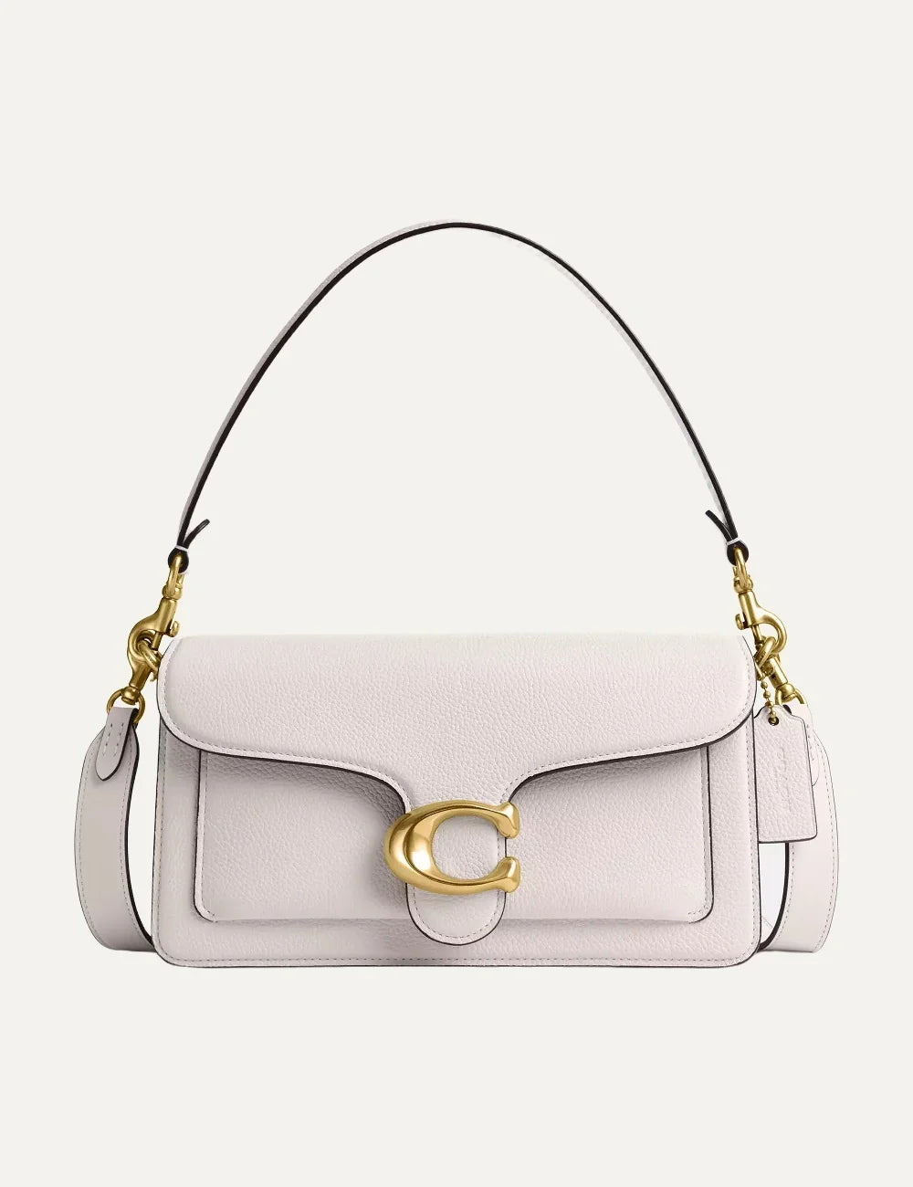 Coach women's Tabby 26 white pebble leather shoulder bag with gold-tone Signature C hardware