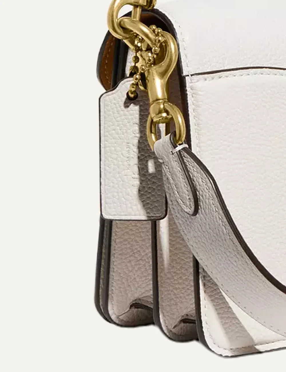 Coach women's Tabby 26 white pebble leather shoulder bag with gold-tone Signature C hardware detail
