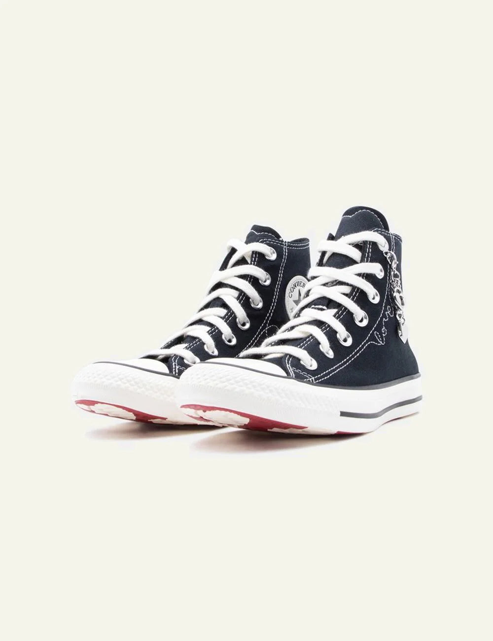 Converse A19056C high top sneaker black egret me heart charm pair front view