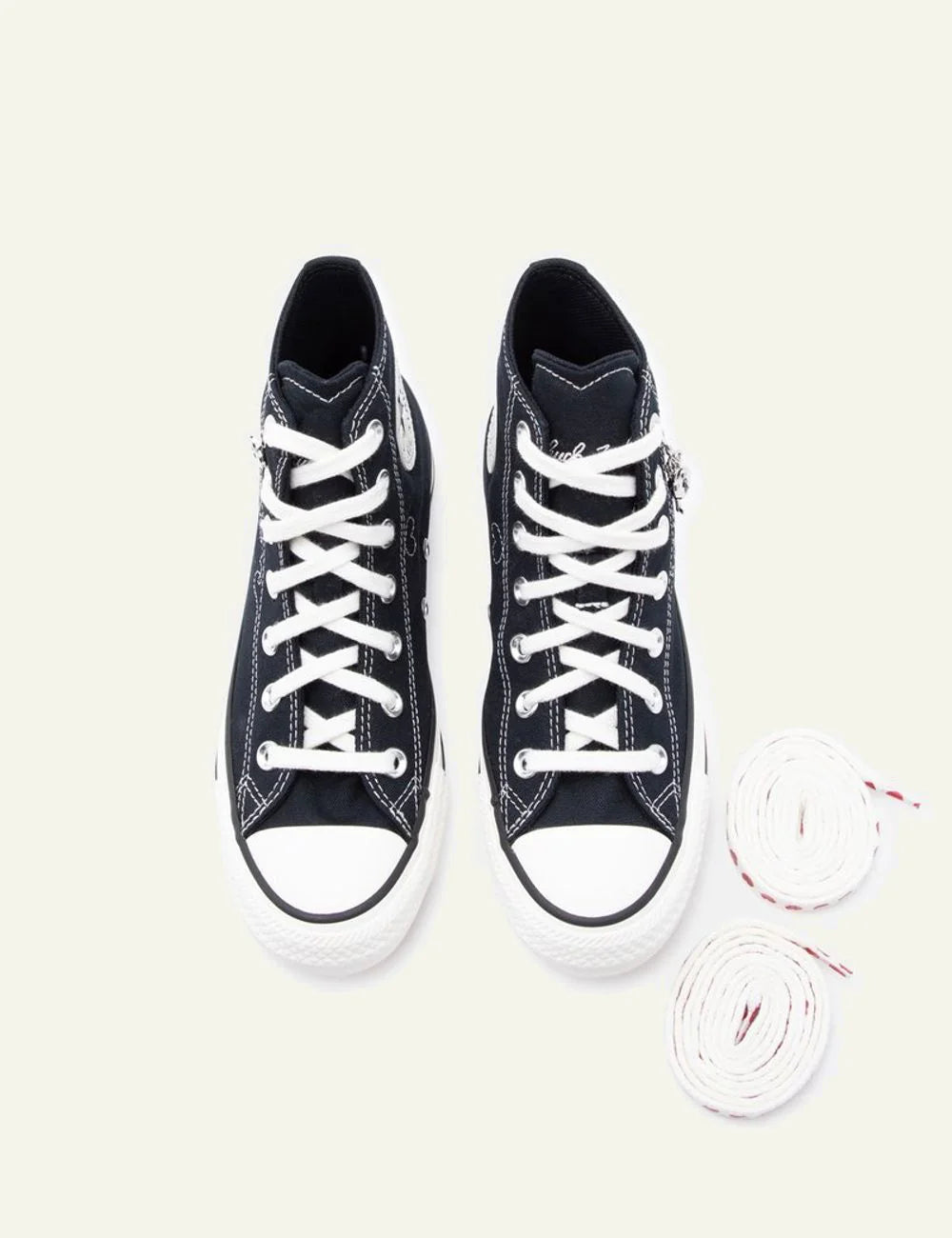 Converse A19056C high top sneaker black egret me heart charm pair top view