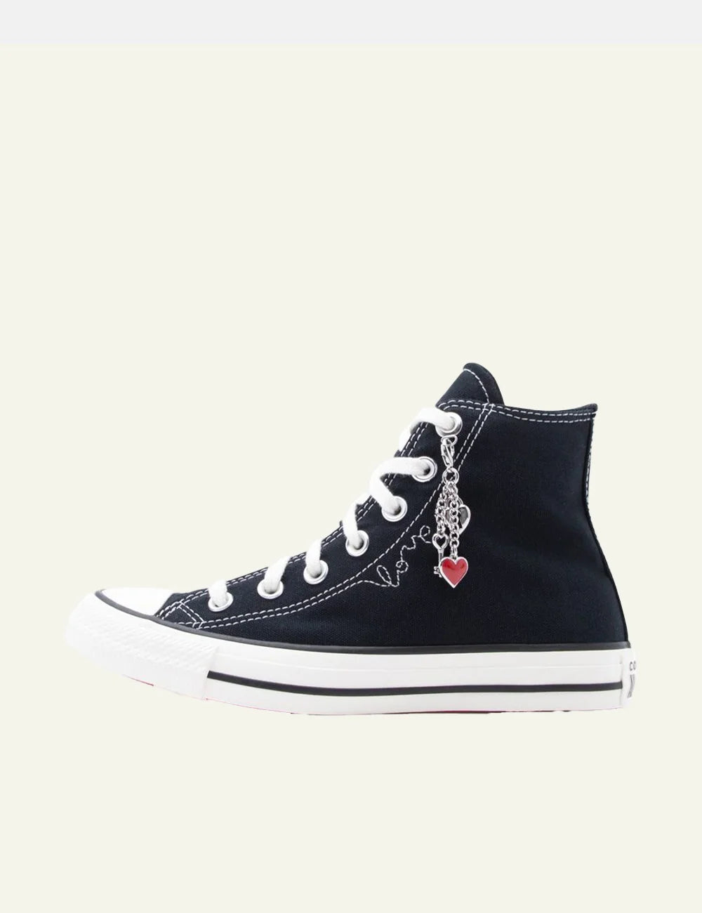 Converse A19056C high top sneaker black egret me heart charm side view
